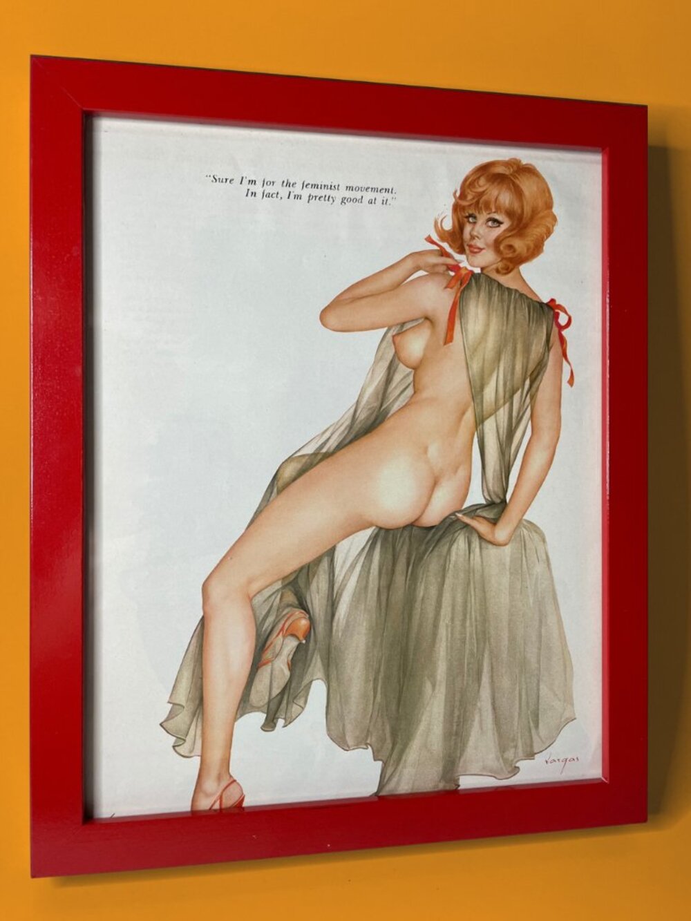 Vintage 1970s Framed Alberto Vargas Girl Pinup Print